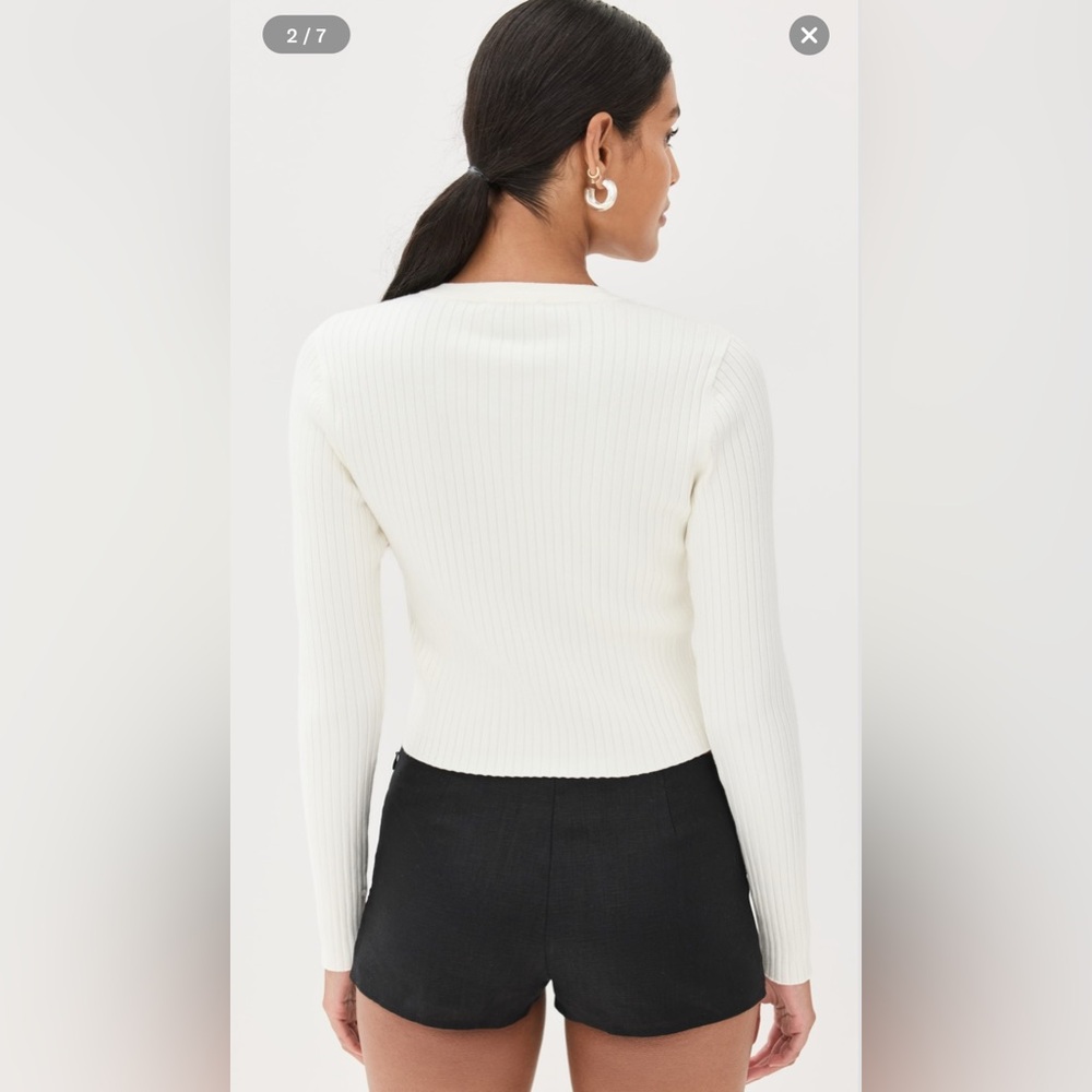 Reformation Cream Ribbed Button-Front Cardigan - Picture 2 of 16